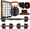 Set-6in1-Multifunzione-Peso-40-Kg-Manubri-Con-Bilanciere-E-Kettlebell-Componibile