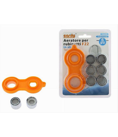 Set 6pz Aeratore Per Rubinetti F22 Abs Filtro A Rete Rompigetto Con Chiave 87987