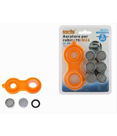 Set 6pz Aeratore Rubinetto M24 In Abs Filtro Bagno Cucina Chiave Rompigetto 87988