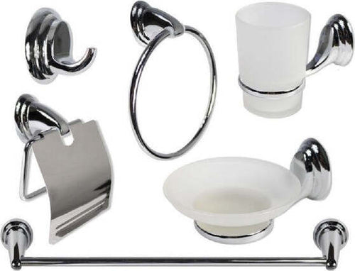 Set-6pz-Bagno-Acciaio-Cromato-Vetro-Satinato-Arredo-Casa-Sapone-Spazzolini-69985