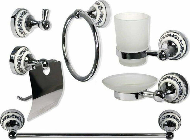 Set 6pz Bagno Acciaio Vetro Ceramica Blu Nere 52438 Porta Rotolo Sapone Asciugamano Casa, arredamento e bricolage > Accessori Bagno > Set da Bagno Trade Shop italia - Napoli, Commerciovirtuoso.it