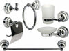 Set-6pz-Bagno-Acciaio-Vetro-Ceramica-Blu-Nere-52438-Porta-Rotolo-Sapone-Asciugamano