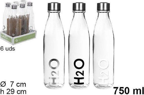 Set 6pz Bottiglia D'acqua H2o Vetro Trasparente 750ml Borraccia Assortita 109285 Casa, arredamento e bricolage > Cucina > Bottiglie e Brocche Trade Shop italia - Napoli, Commerciovirtuoso.it