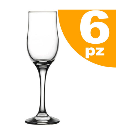 Set 6pz Calici Calice Tulipe Flute Vetro 20cl Bicchieri Vino Spumante Champagne