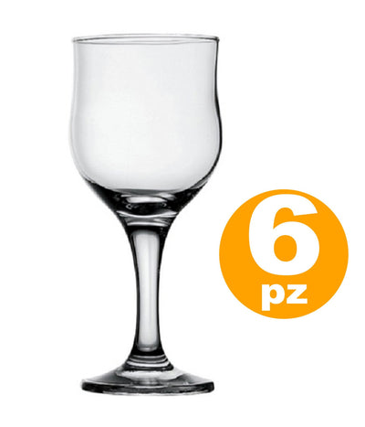 Set 6pz Calici Calice Tulipe In Vetro 24cl Bicchieri Per Acqua Vino Rosso Bianco