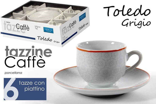 Set 6pz Tazzine Caff? + 6 Piattini Tazzina Classico Moderno Toledo Grigio 720352 Casa e cucina/Stoviglie/Piatti ciotole e vassoi/Tazze e piattini/Servizi da caffè Trade Shop italia - Napoli, Commerciovirtuoso.it