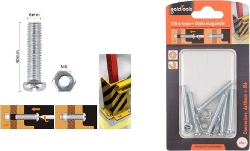 Set 6pz Viti Vite Testa A Croce Tonda 6 X 40mm Con Dadi Dado Esagonale M6 90979 Fai da te/Ferramenta/Chiodi viti ed elementi di fissaggio/Viti/Viti a spalla Trade Shop italia - Napoli, Commerciovirtuoso.it