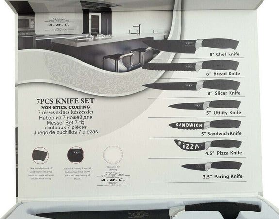Set 7 Coltelli Da Cucina In Acciaio Manico Antiscivolo Piu Pelapatate Black Casa, arredamento e bricolage > Cucina > Coltelli Trade Shop italia - Napoli, Commerciovirtuoso.it