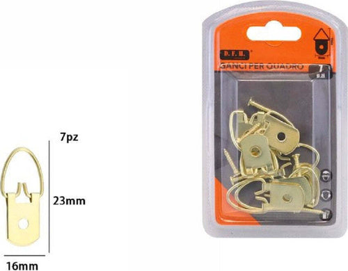 Set 7 Pz Ganci Gancetti Dorati Per Quadri Cornici Appendere Parete 16x23mm 07998 Casa, arredamento e bricolage > Accessori Casa > Cornici e Portafoto Trade Shop italia - Napoli, Commerciovirtuoso.it