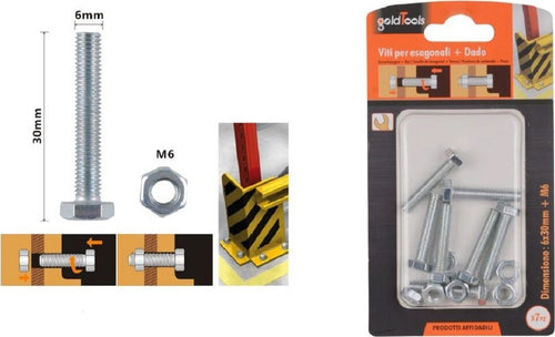 Set 7pz Vite Viti Per Esterno A Testa Esagonali 6 X 30 Mm Con Dadi Dado M6 90916 Fai da te/Ferramenta/Chiodi viti ed elementi di fissaggio/Viti/Viti a spalla Trade Shop italia - Napoli, Commerciovirtuoso.it