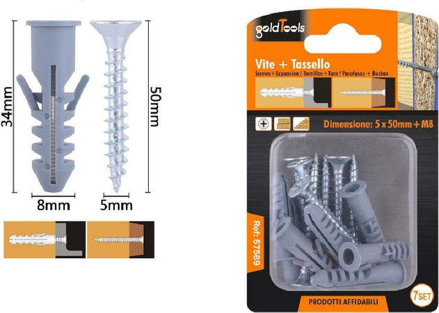 Set 7pz Viti Vite Croce 5 X 50mm + Tasselli Con Alette Tassello M8 Fischer 57569 Fai da te/Ferramenta/Chiodi viti ed elementi di fissaggio/Viti/Viti a spalla Trade Shop italia - Napoli, Commerciovirtuoso.it