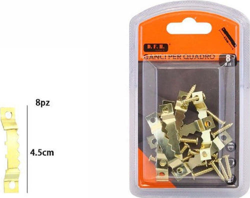 Set 8 Pezzi Ganci Dorati Per Quadri Quadro Cornici Appendere Parete 4.5cm 07517 Casa, arredamento e bricolage > Accessori Casa > Cornici e Portafoto Trade Shop italia - Napoli, Commerciovirtuoso.it