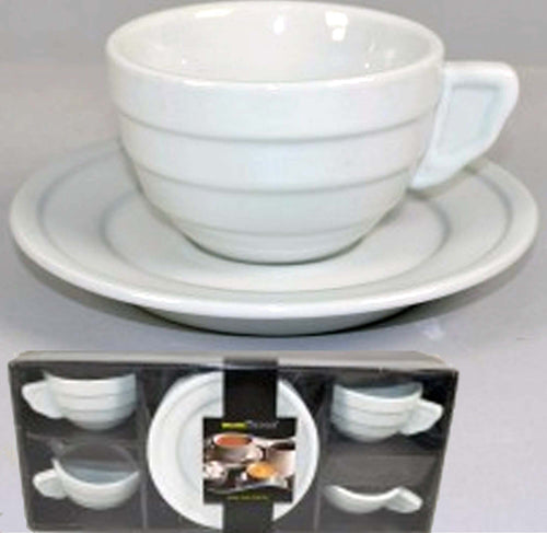 Set 8 Pezzi Per Colazione 4 Tazze 200 E 4 Piattini Porcellana Bianca Cappuccino Casa e cucina/Stoviglie/Piatti ciotole e vassoi/Tazze e piattini/Tazze e tazzine da caffè Trade Shop italia - Napoli, Commerciovirtuoso.it