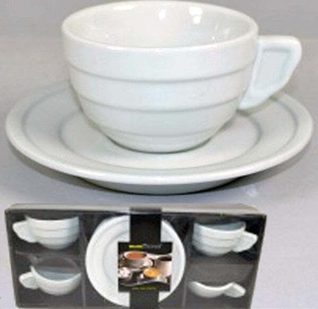 Set 8 Pezzi Per Colazione 4 Tazze 200 E 4 Piattini Porcellana Bianca Cappuccino Casa e cucina/Stoviglie/Piatti ciotole e vassoi/Tazze e piattini/Tazze e tazzine da caffè Trade Shop italia - Napoli, Commerciovirtuoso.it