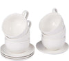 Set-8-Pezzi-Per-Colazione-Cappuccino-4-Tazze-200-E-4-Piattini-Porcellana-Bianca