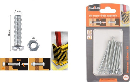 Set 8 Pz Viti Vite Testa A Croce Tonda 5 X 50mm Con Dadi Dado Esagonale M5 90972 Fai da te/Ferramenta/Chiodi viti ed elementi di fissaggio/Viti/Viti a spalla Trade Shop italia - Napoli, Commerciovirtuoso.it
