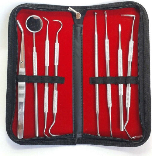 Set 8 Strumenti Pulizia Dentale Cura Dente Dentista Sonda Specchietto Pinzetta Salute e Bellezza > Cura dei denti Trade Shop italia - Napoli, Commerciovirtuoso.it