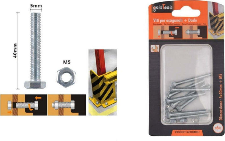 Set 8pz Vite Viti Per Esterno A Testa Esagonali 5 X 40 Mm Con Dadi Dado M5 90912 Fai da te/Ferramenta/Chiodi viti ed elementi di fissaggio/Viti/Viti a spalla Trade Shop italia - Napoli, Commerciovirtuoso.it