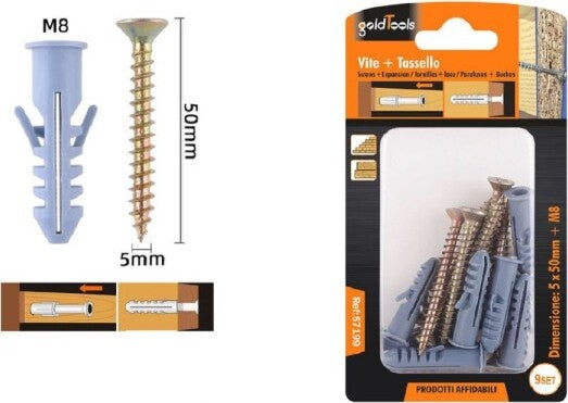 Set-9-Pezzi-Viti-Vite-5-X-50-Mm-+-Tasselli-Con-Alette-Tassello-M8-Fischer-57199