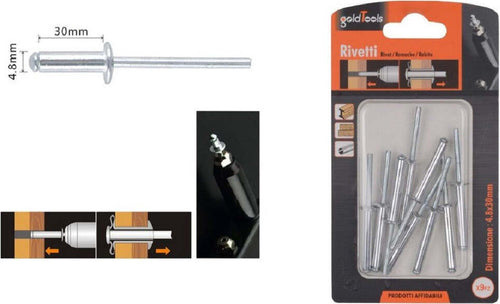 Set 9 Pz Rivetti Rivetto 4.8x30mm Accessori Bricolage Ferramenta Fai Da Te 90826 Fai da te/Ferramenta/Chiodi viti ed elementi di fissaggio/Rivetti/Rivetti pieni Trade Shop italia - Napoli, Commerciovirtuoso.it