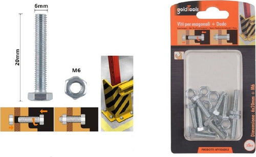 Set 9 Pz Vite Viti Per Esterno A Testa Esagonali 6 X 20mm Con Dadi Dado M6 90915 Fai da te/Ferramenta/Chiodi viti ed elementi di fissaggio/Kit di bulloni e dadi Trade Shop italia - Napoli, Commerciovirtuoso.it
