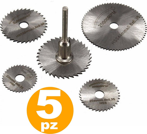 SET ACCESORI 5 DISCHI HSS DENTATI PER MINI TRAPANO DREMEL 2000 RPM PER LEGNO Fai da te/Utensili elettrici e a mano/Accessori per utensili elettrici/Accessori per frese verticali/Punte per frese verticali/Punte per falegnameria Trade Shop italia - Napoli, Commerciovirtuoso.it