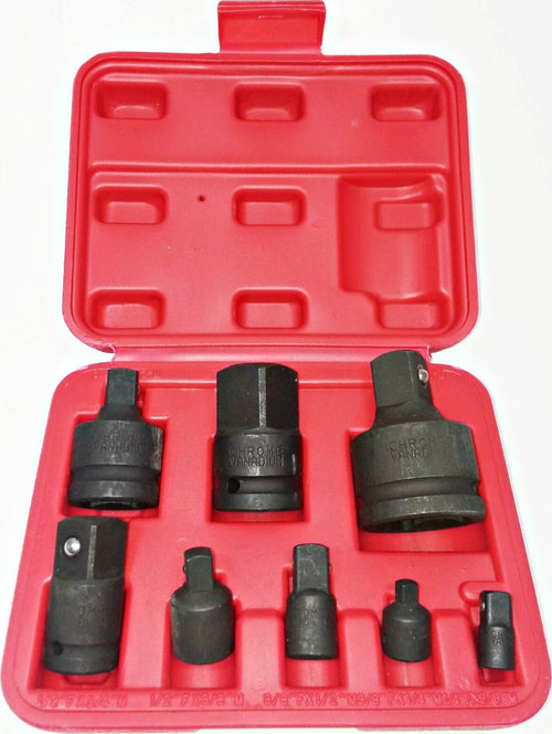 SET ADATTATORI RIDUTTORI 8 PZ A IMPATTO PER BUSSOLE PER UTENSILI ARIA CHROME V Fai da te/Utensili elettrici e a mano/Utensili a mano/Set di attrezzi Trade Shop italia - Napoli, Commerciovirtuoso.it