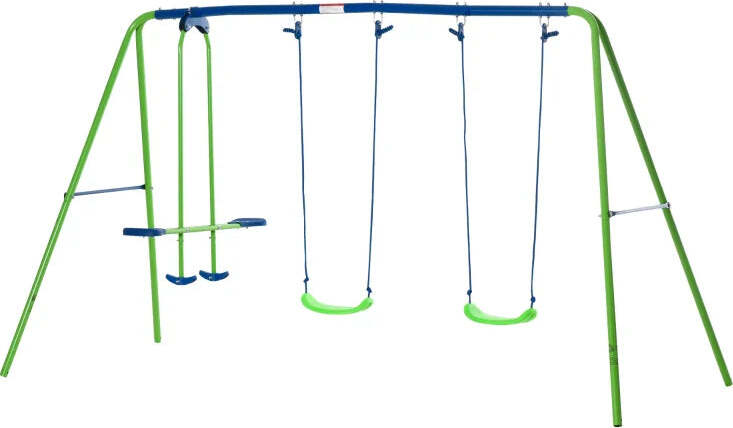 Set-Altalene-da-Giardino-per-4-Bambini,-1-Altalena-Doppia-e-2-Altalene-Singole,-Capacità-di-peso-45kg-(Altalena)-180kg-(Totale),-280x140x178cm-YH5344-035YH5
