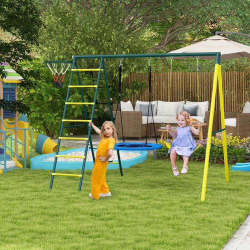 Set-Altalene-da-Giardino-Rotonda-e-Classica,-Scalette-in-Acciaio-e-Corda-e-Canestro-per-Bambini-3-8-Anni-NM6344-082V00YLNM6
