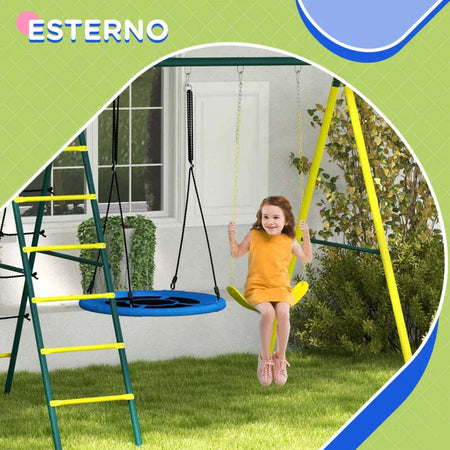 Set-Altalene-da-Giardino-Rotonda-e-Classica,-Scalette-in-Acciaio-e-Corda-e-Canestro-per-Bambini-3-8-Anni-NM6344-082V00YLNM6