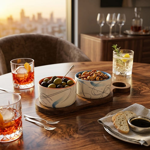 Set Aperitivo Evviva Stones 6285 con 2 Ciotole e Vassoio
