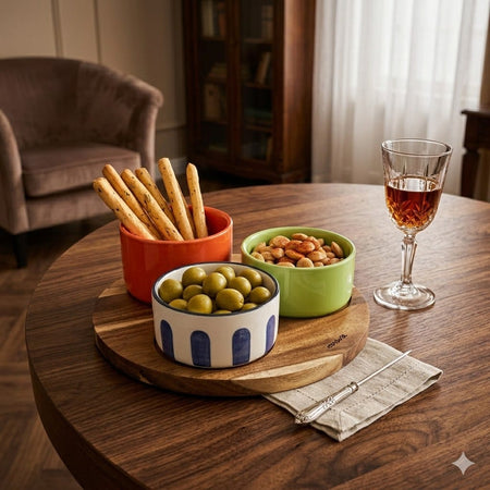 Set Aperitivo Evviva Stones 6287 con 3 Ciotole e Vassoio