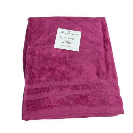 Set Asciugamani 1+1 Milk and Honey Twist in Spugna di Cotone – Made in Italy