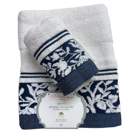Set Asciugamani 1+1 Via Roma 60 Samba – Spugna di Cotone Jacquard 420 gr/m²