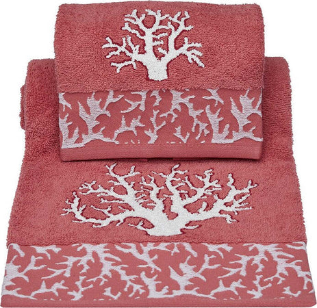 Set-asciugamano-bagno-Vingi-Ricami-Coralli-viso-e-ospite