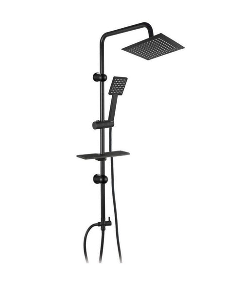 Set Asta Saliscendi Nera Colonna Doccia Con Soffione Fisso Doccetta 87126 Bagno