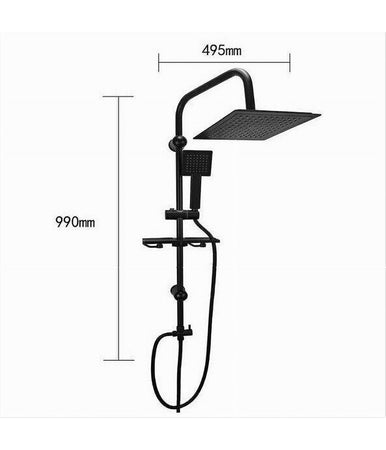 Set Asta Saliscendi Nera Colonna Doccia Con Soffione Fisso Doccetta 87126 Bagno