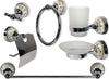 Set-Bagno-6pz-Acciaio-Vetro-Ceramica-Decorazioni-Oro-Portarotolo-Saponetta-52436
