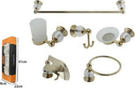 Set-Bagno-6pz-Vetro-Intagliato-69202-Porta-Asciugamano-Rotolo-Bicchiere-Spazzolino