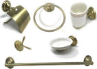 Set-Bagno-Classico-Oro-Satinato-Vetro-6pz-Portarotolo-Sapone-Asciugamano-52644