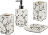 Set-Bagno-Fiori-Pesco-Giapponesi-In-Ceramica-Dispenser-Porta-Saponetta-Bicchiere