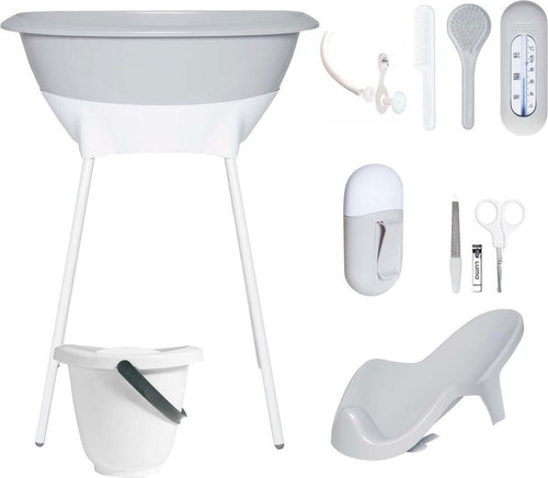 Set Bagno Luma Grigio e Bianco con Secchio Prima infanzia/Igiene e benessere/Set di igiene e benessere La Casa Del Bebè - Napoli, Commerciovirtuoso.it