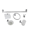 Set Bagno Moderno Acciaio Cromato Vetro Satinato 6pz Porta Rotolo Sapone 52918