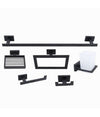 Set Bagno Rettangolare Nero 6pz Porta Asciugamano Rotolo Bicchiere Spazzolino 87262