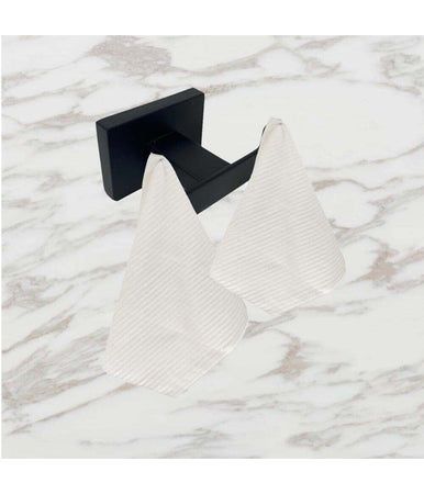 Set Bagno Rettangolare Nero 6pz Porta Asciugamano Rotolo Bicchiere Spazzolino 87262