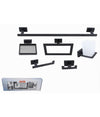 Set Bagno Rettangolare Nero 6pz Porta Asciugamano Rotolo Bicchiere Spazzolino 87262