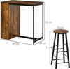Set-Bancone-Bar-con-2-Sgabelli-Alti-Stile-Industriale-con-Mensole,-Marrone-Rustico-YT9835-489YT9