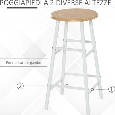 Set-Bancone-Bar-e-2-Sgabelli-Alti-in-Legno-Stile-Nordico-con-Mensola-e-Poggiapiedi,-Bianco-HY6835-297WTHY6