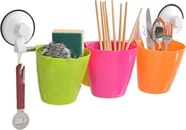 SET BARRA IN ACCIAIO CON VENTOSE 3 VASCHETTA PORTA OGGETTI PER BAGNO CUCINA  Trade Shop italia - Napoli, Commerciovirtuoso.it
