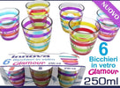 SET BICCHIERI IN VETRO CON RIGHE COLORATE GLAMOUR 6 PEZZI DA 250 ML COLORATI Casa e cucina/Stoviglie/Bicchieri e cristalli/Tumbler Trade Shop italia - Napoli, Commerciovirtuoso.it